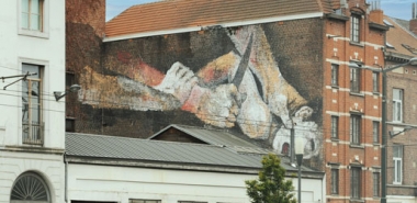 The sacrifice of Isaac street art Brussels 16